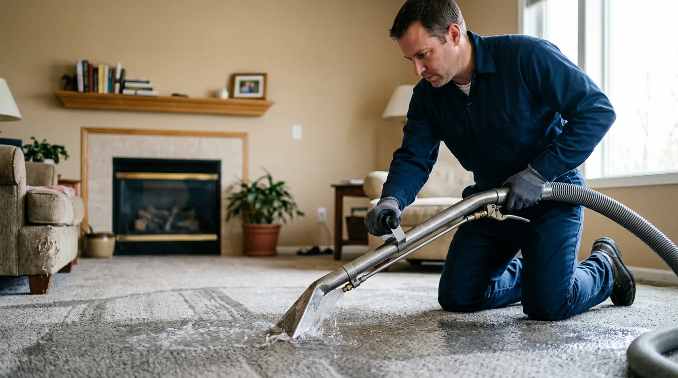 Water damage restoration technician working near Logan, OH